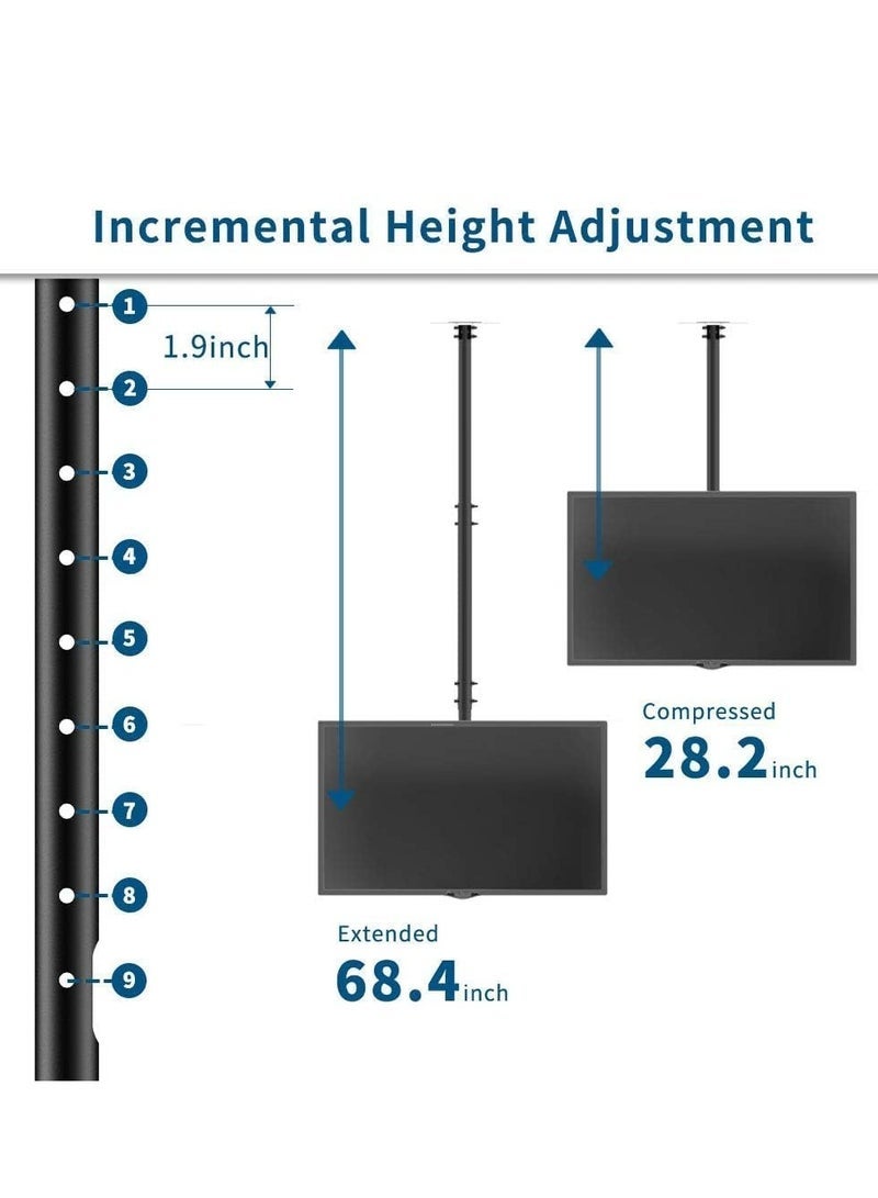 Gravity Ceiling TV Mount Bracket for 32"-65" Flat Screen TVs ‚Äì Adjustable Height, VESA 800x300mm Compatible, Supports Up to 150 lbs, Heavy-Duty Black Mounting Bracket for Secure Installation - Image 3