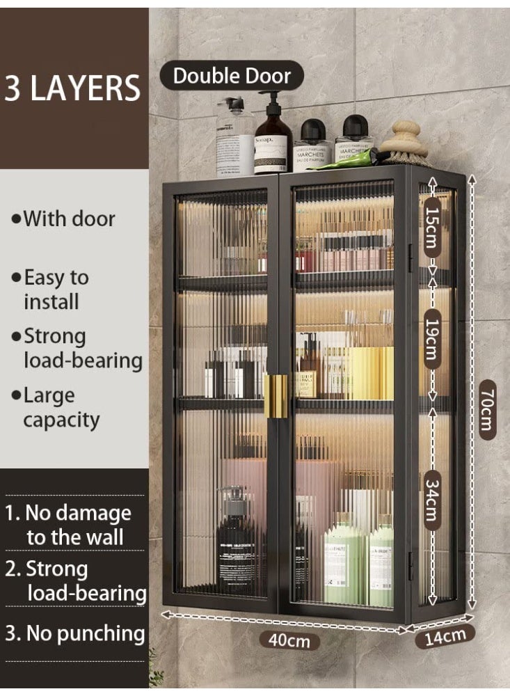Generic Bathroom Shelf, Large Cosmetic Makeup Organizer, Wall Mounted Storage Shelves, for Bedroom Bathroom Kitchen Laundry Room (40x70cm)  - Image 2
