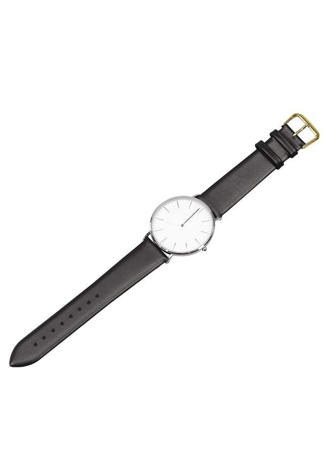 EACHE Ultra Thin Watch Band, 20mm Classical Leather Watch Replacement Strap, for Men Women,Black Gold Hardware - Image 5