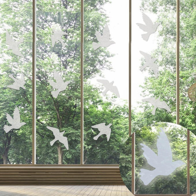 UV REFLECTIVE ANTICOLLISION WINDOW BIRD STICKERS DECALS GLASS DOOR PROTECT AND SAVE BIRD STRIKES TRANSPARENT REUSABLE
