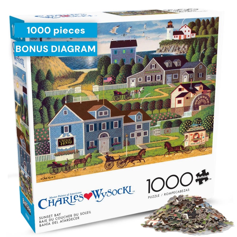 Buffalo Games Charles Wysocki Sunset Bay 1000 Piece Jigsaw Puzzle for Adults Classic Coastal Americana Artwork Made in USA - Image 3