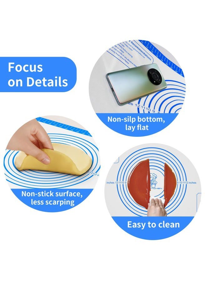 Mimekitchen Pastrty Mat for Dough Rolling, Silicone Baking Mat with Measurement, Fondant Mat for Making Cookies Macarons Bread Pizza Oven Mat, Silicone Mat for Baking - Image 3