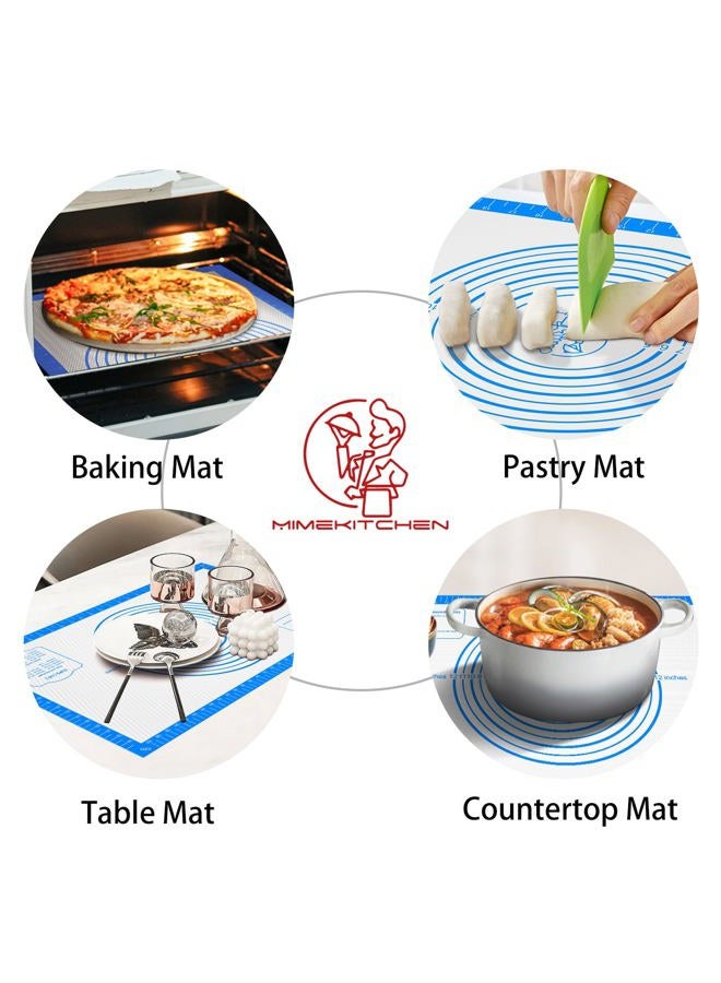 Mimekitchen Pastrty Mat for Dough Rolling, Silicone Baking Mat with Measurement, Fondant Mat for Making Cookies Macarons Bread Pizza Oven Mat, Silicone Mat for Baking - Image 4