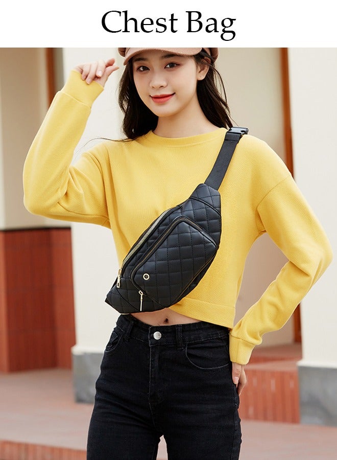 DUNISO Waist Bag for Men and Women Waterproof Multipurpose Chest Shoulder Bag with Buckle Everyday Carry Bag Sling Bag for Travel Work Sports Black Pack - Image 3