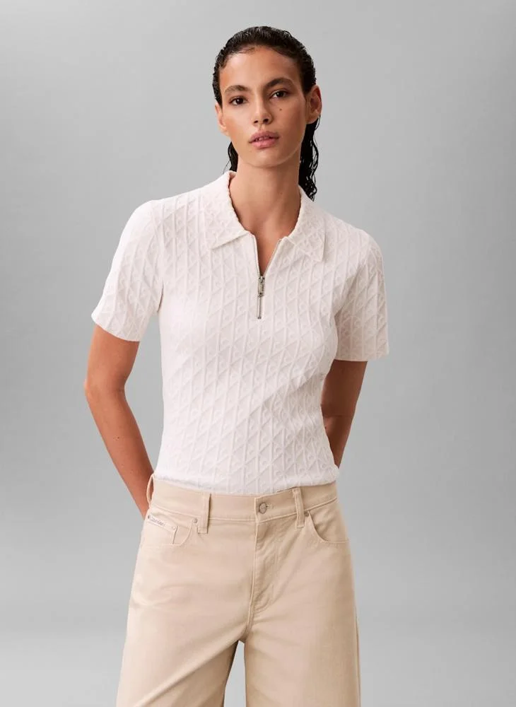 All Over Print Half Zip Polo