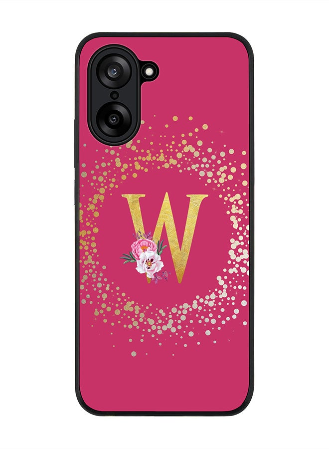 Stylizedd For OnePlus Nord CE5 / Ace 5 Racing Case,Slim fit Camera Protection, Shockproof Thin Phone cover  - Custom Monogram Floral - W ( Deep Pink )