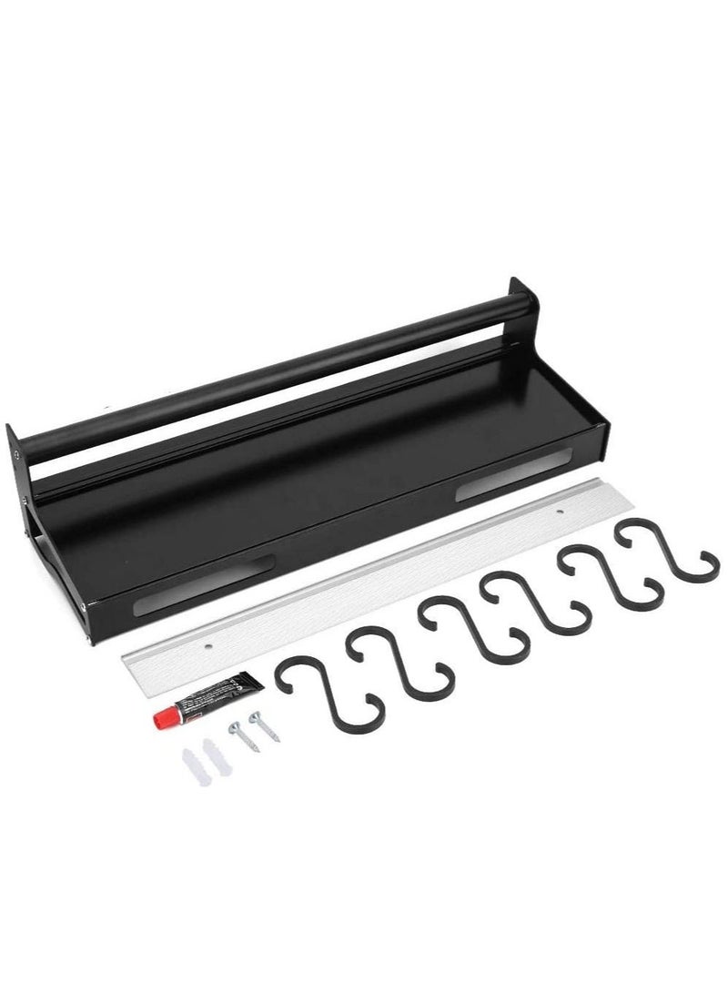 DubaiGallery Kitchen Holder without Drilling with 6 Hooks, Kitchen Shelf Wall for Spices, Hook Rack, Kitchen Helper, Hanging Rack, Aluminium Spice Rack, Matt Finish, for Kitchen and Bathroom - Image 4