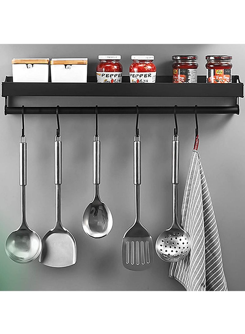 DubaiGallery Kitchen Holder without Drilling with 6 Hooks, Kitchen Shelf Wall for Spices, Hook Rack, Kitchen Helper, Hanging Rack, Aluminium Spice Rack, Matt Finish, for Kitchen and Bathroom - Image 2