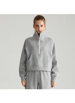 Generic Womens Casual Autumn Winter Yoga Jacket Half-Zip Fitness Top CX-070 fog ash 