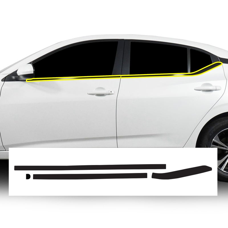 BOGAR TECH DESIGNS for Nissan Sentra 20202025 Side Window Chrome Delete Precut Vinyl Trim Overlay Gloss Black Blackout Appearance - Image 2