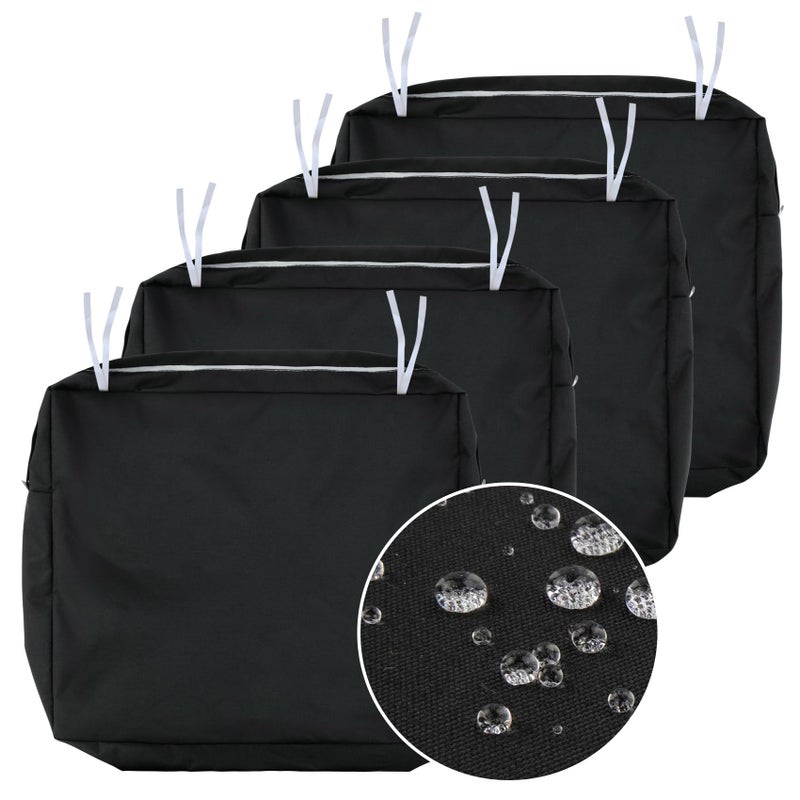 NettyPro Outdoor Cushion Slipcovers Waterproof 4 Pack Patio Chair Seat Cushion Covers with Zipper and Tie 24 x 22 x 4 Inch Replacement Cover Only Black