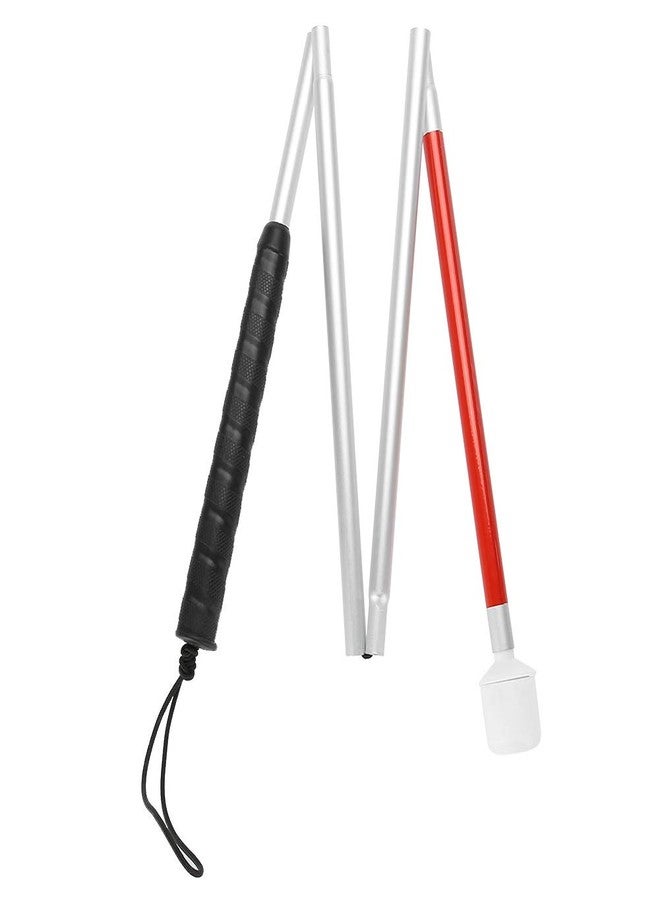 Domigard Rotating Head Folding Blind Cane Walking Stick with Red Reflective Tape for The Blind and Visually Impaired People,43 inch Collapsible Non-Slip Aluminum Cane - Image 1