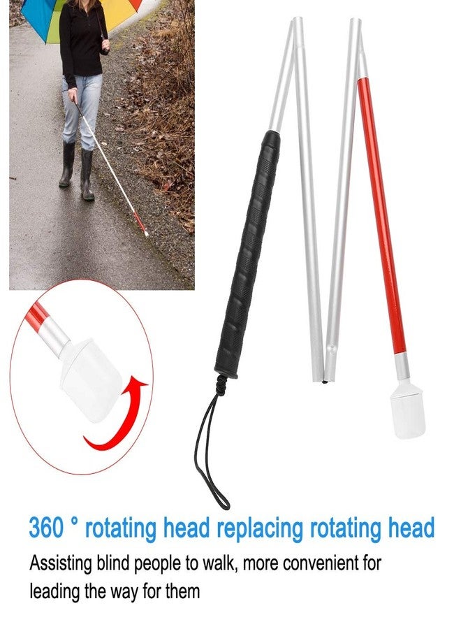 Domigard Rotating Head Folding Blind Cane Walking Stick with Red Reflective Tape for The Blind and Visually Impaired People,43 inch Collapsible Non-Slip Aluminum Cane - Image 5