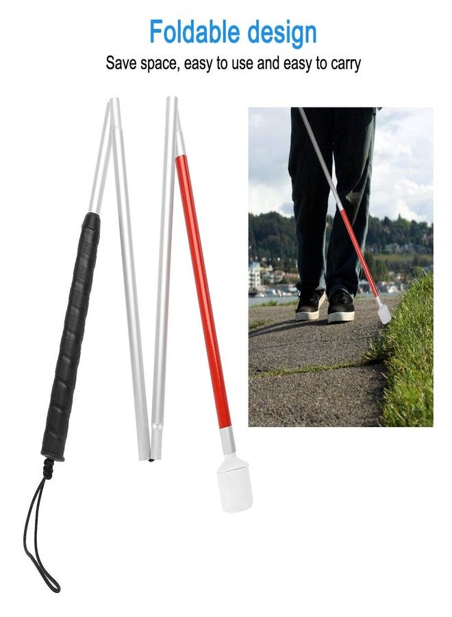 Domigard Rotating Head Folding Blind Cane Walking Stick with Red Reflective Tape for The Blind and Visually Impaired People,43 inch Collapsible Non-Slip Aluminum Cane - Image 4