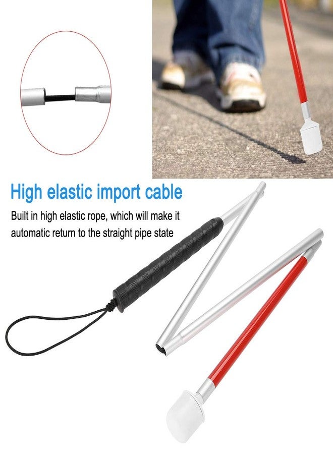 Domigard Rotating Head Folding Blind Cane Walking Stick with Red Reflective Tape for The Blind and Visually Impaired People,43 inch Collapsible Non-Slip Aluminum Cane - Image 3