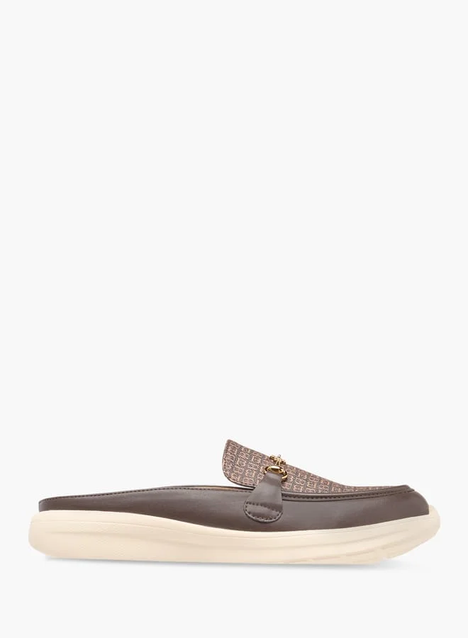 Flora Bella By Shoexpress Women Monogram Print Buckle Accent Slip-On Mules
