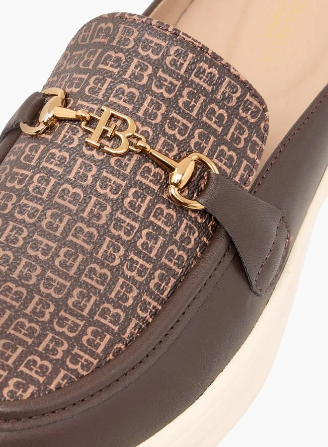 Flora Bella By Shoexpress Women Monogram Print Buckle Accent Slip-On Mules