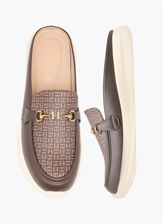 Flora Bella By Shoexpress Women Monogram Print Buckle Accent Slip-On Mules