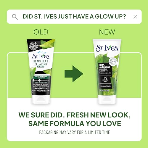 St. Ives Blackhead Clearing Face Scrub, Clears Blackheads & Unclogs Pores, Green Tea & Bamboo, Salicylic Acid Acne Treatment Facial Scrub, Moderate Exfoliator Skin Care with Natural Exfoliants 6 oz - Image 2