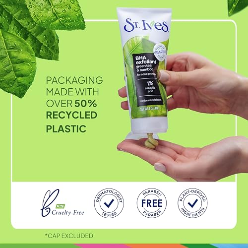 St. Ives Blackhead Clearing Face Scrub, Clears Blackheads & Unclogs Pores, Green Tea & Bamboo, Salicylic Acid Acne Treatment Facial Scrub, Moderate Exfoliator Skin Care with Natural Exfoliants 6 oz - Image 5