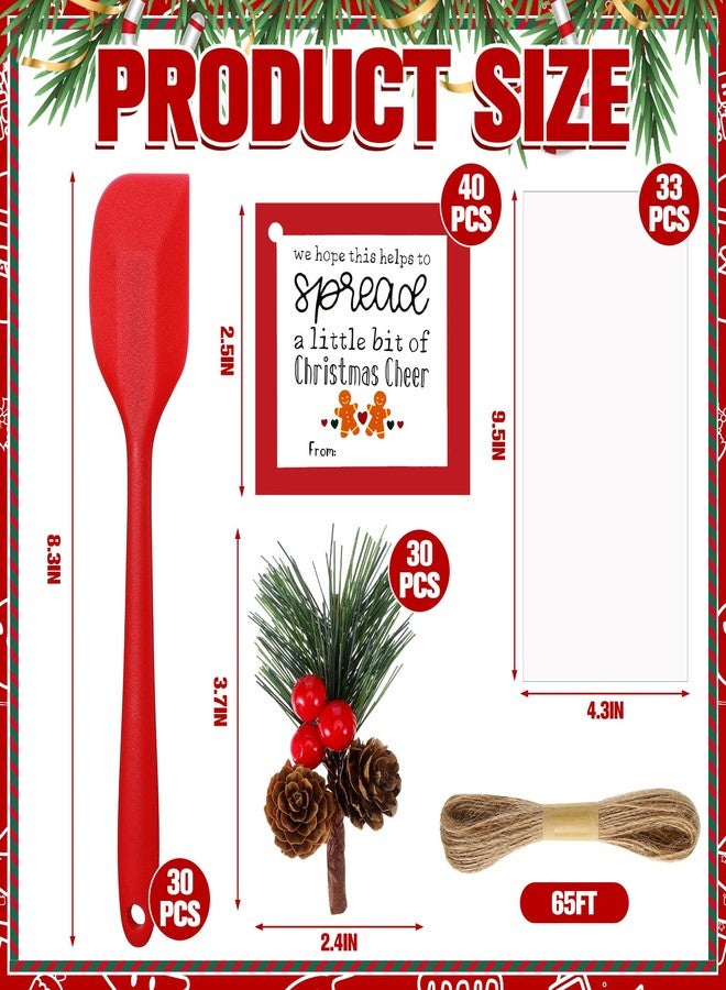 Willinglong 30 Sets Christmas Silicone Spatula Gifts Bulk Kitchen Christmas Spatula Set Includes Silicone Spatulas Pine Branch Gift Bags for Xmas Kitchen Neighbor Employee Gifts Cooking Supplies - Image 4