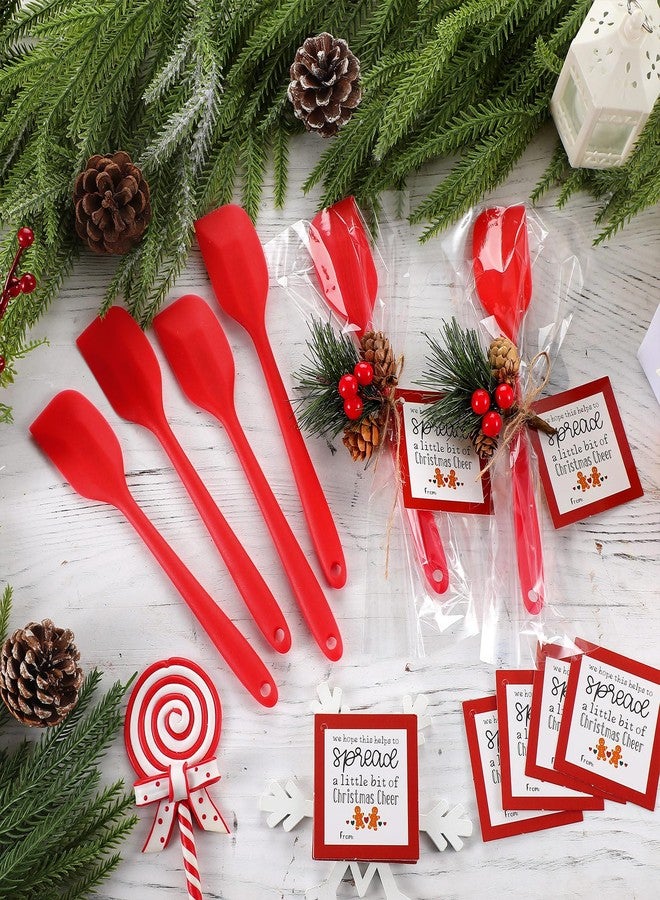 Willinglong 30 Sets Christmas Silicone Spatula Gifts Bulk Kitchen Christmas Spatula Set Includes Silicone Spatulas Pine Branch Gift Bags for Xmas Kitchen Neighbor Employee Gifts Cooking Supplies - Image 3