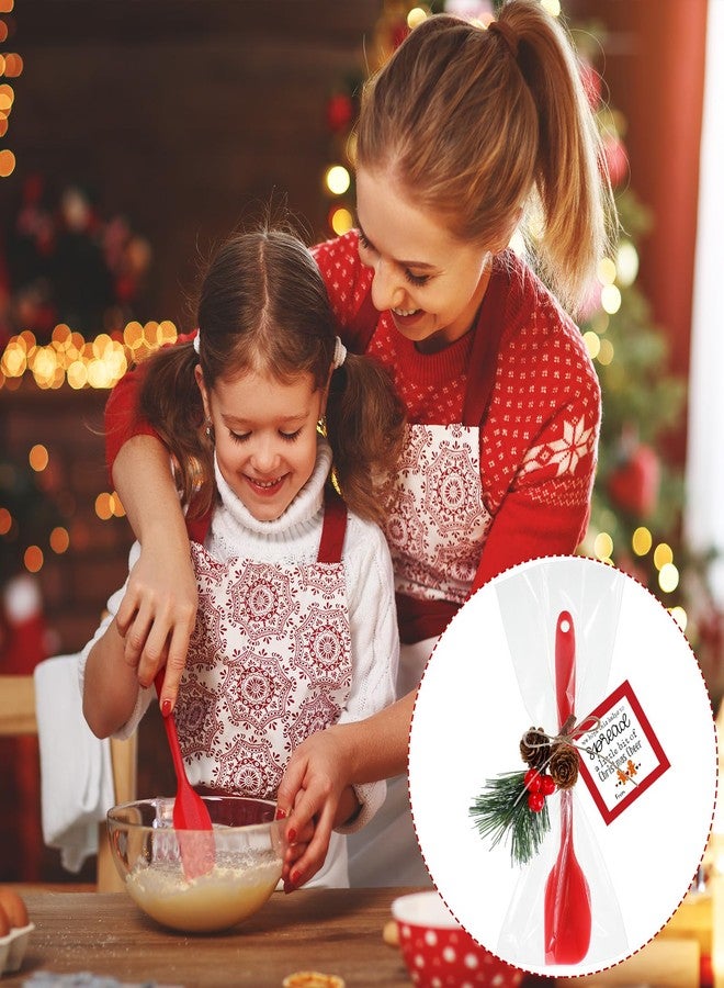 Willinglong 30 Sets Christmas Silicone Spatula Gifts Bulk Kitchen Christmas Spatula Set Includes Silicone Spatulas Pine Branch Gift Bags for Xmas Kitchen Neighbor Employee Gifts Cooking Supplies - Image 5