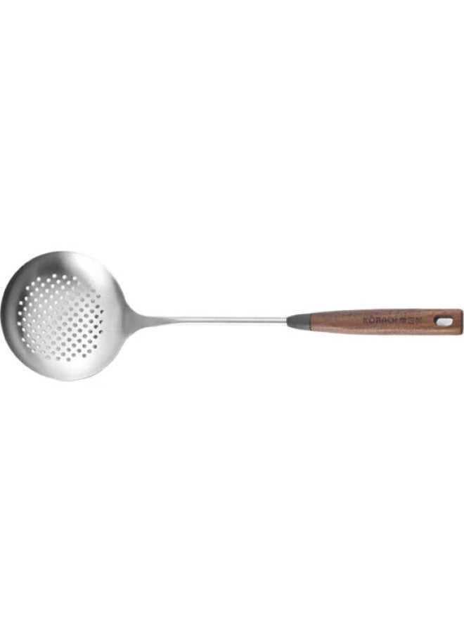 KBH Strainer, 304 Stainless Steel, Walnut Wood Handle, Anti-Scalding, For Dumplings And Noodles, 12Cm, Oil-Frying Ladle, Skimmer - Image 3