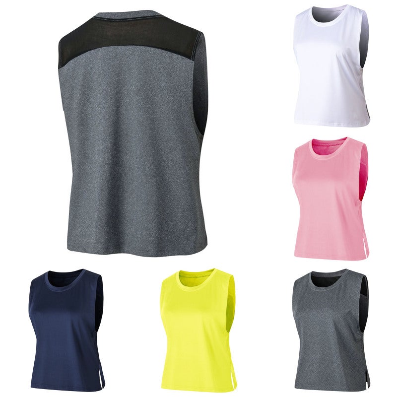 Sport Vest: Dark Blue Large - Polyester Spandex Quick Dry Mesh Fabric Loose Stretchy Sleeveless Shirt for Yoga Gym Running Cycling Intense Exercise - Image 2