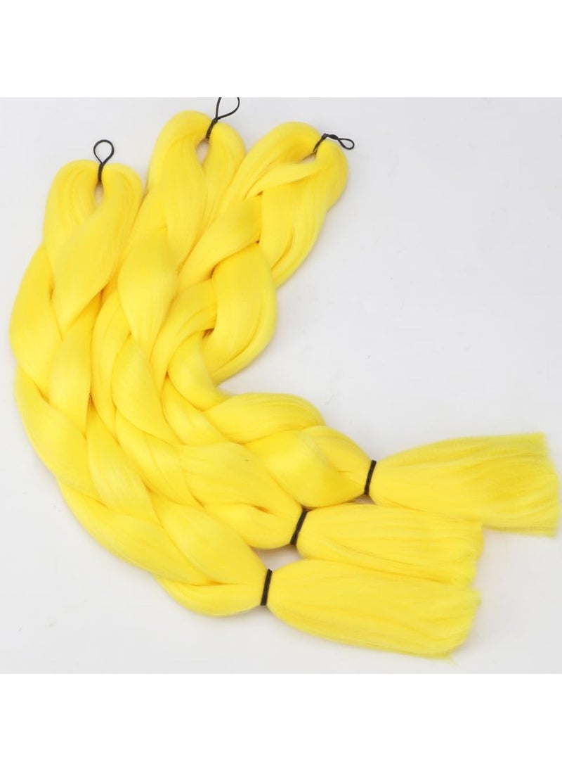Estelle African braids Hair Extension,Crochet Braiding Hair Extensions Synthetic Braiding Hair High Temperature Synthetic Fiber Yaki Jumbo Braiding Hair (yellow/3 pcs)  - Image 2