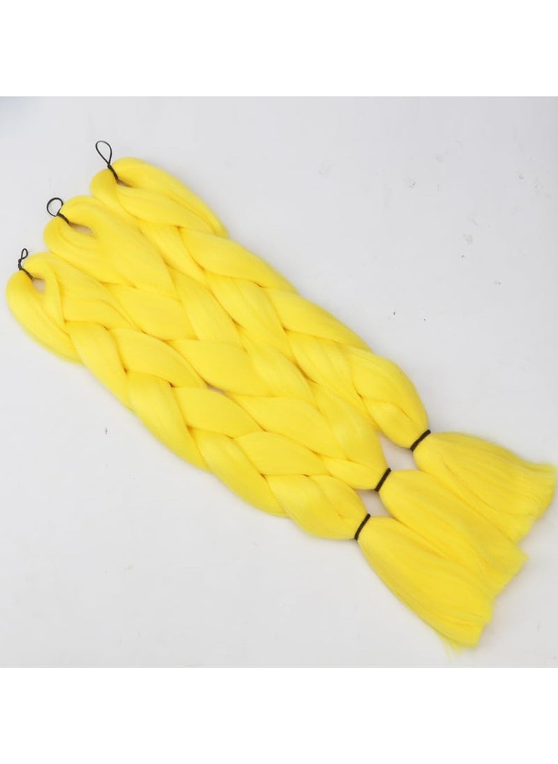 Estelle African braids Hair Extension,Crochet Braiding Hair Extensions Synthetic Braiding Hair High Temperature Synthetic Fiber Yaki Jumbo Braiding Hair (yellow/3 pcs)  - Image 4