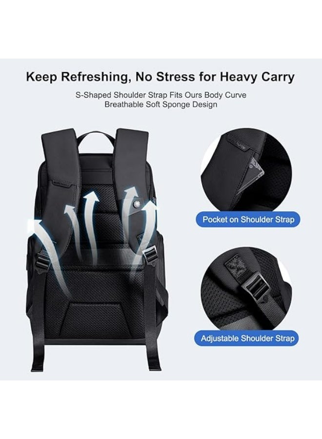 أركتيك هانتر حقيبة ظهر Arctic Hunter للكمبيوتر المحمول للرجال والنساء بسعة 20 لترًا متعددة الجيوب مقاس 15.6 بوصة حقيبة كمبيوتر محمول مقاومة للصدمات والماء من البوليستر حقيبة ظهر أنيقة بمنفذ USB للمكتب والجامعة يوميًا - Image 5