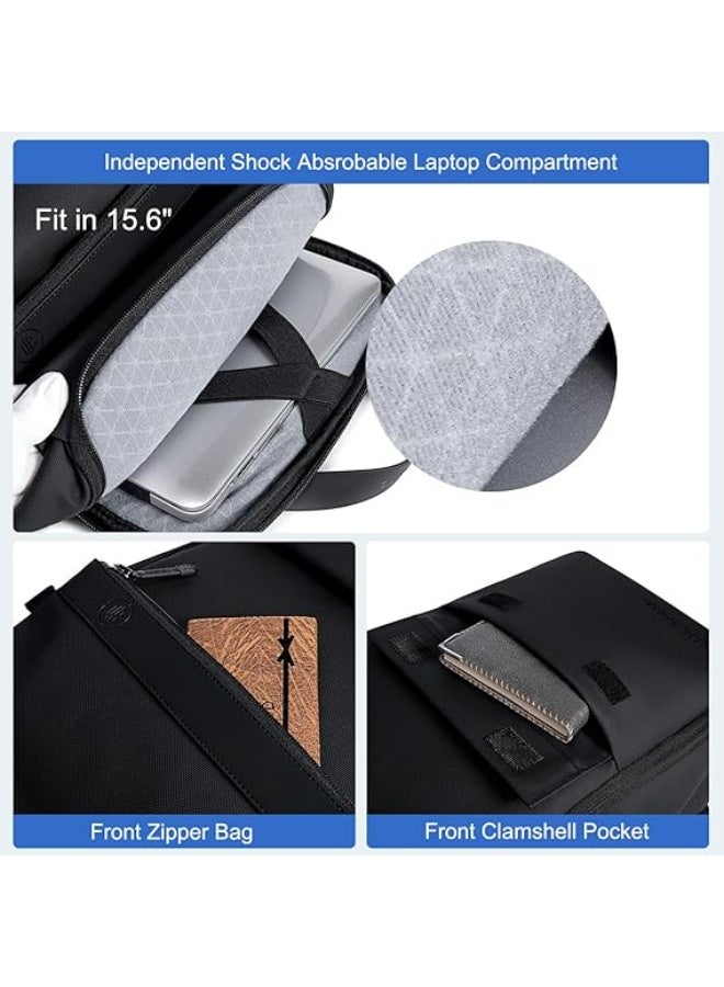 أركتيك هانتر حقيبة ظهر Arctic Hunter للكمبيوتر المحمول للرجال والنساء بسعة 20 لترًا متعددة الجيوب مقاس 15.6 بوصة حقيبة كمبيوتر محمول مقاومة للصدمات والماء من البوليستر حقيبة ظهر أنيقة بمنفذ USB للمكتب والجامعة يوميًا - Image 4