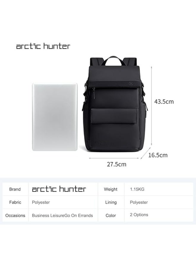 أركتيك هانتر حقيبة ظهر Arctic Hunter للكمبيوتر المحمول للرجال والنساء بسعة 20 لترًا متعددة الجيوب مقاس 15.6 بوصة حقيبة كمبيوتر محمول مقاومة للصدمات والماء من البوليستر حقيبة ظهر أنيقة بمنفذ USB للمكتب والجامعة يوميًا - Image 2