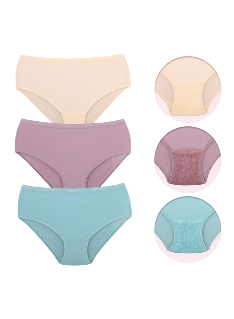 Karma Pack of 3 Padded Cotton Plain Brief Panties Underwear for Women - Image 1
