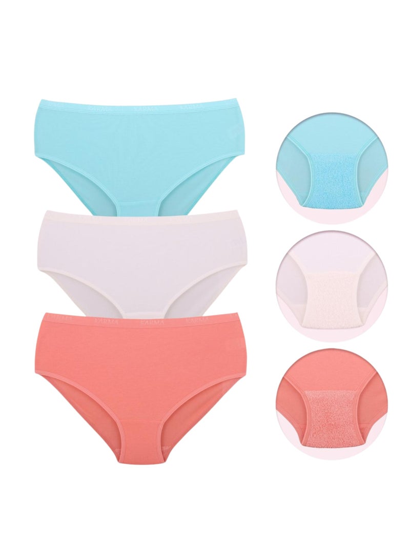 Karma Pack of 3 Padded Cotton Plain Brief Panties Underwear for Women - Image 2