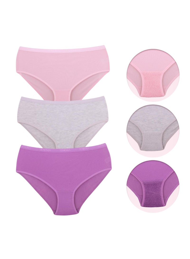 Karma Pack of 3 Padded Cotton Plain Brief Panties Underwear for Women - Image 3