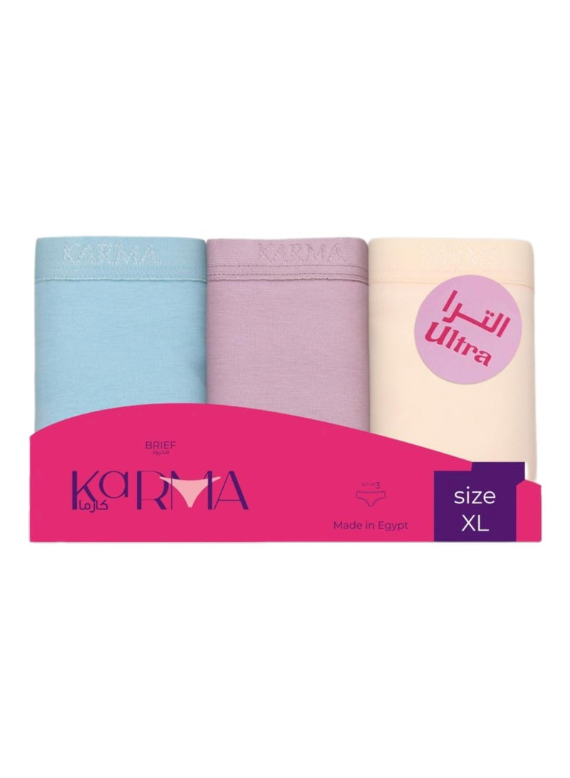Karma Pack of 3 Padded Cotton Plain Brief Panties Underwear for Women - Image 4