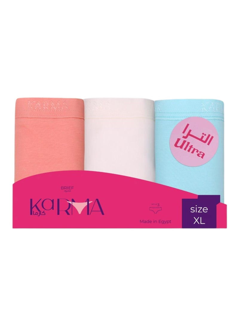 Karma Pack of 3 Padded Cotton Plain Brief Panties Underwear for Women - Image 5