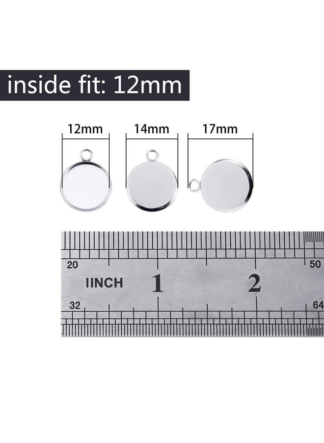 UNIME 70Pieces Pendant Trays Fit 12mm Stainless Steel Round Blank Bezel Pendant Trays Blanks Trays Pendant for Jewelry Making and DIY Craft,12mm - Image 2
