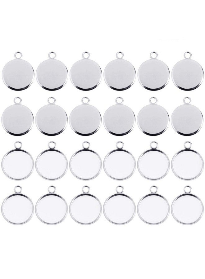 UNIME 70Pieces Pendant Trays Fit 12mm Stainless Steel Round Blank Bezel Pendant Trays Blanks Trays Pendant for Jewelry Making and DIY Craft,12mm - Image 1