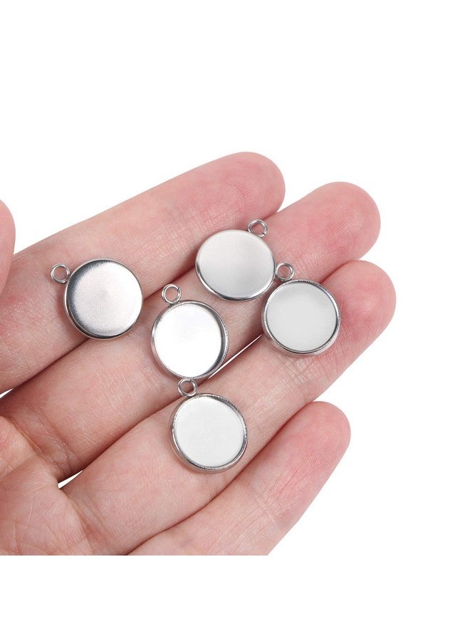 UNIME 70Pieces Pendant Trays Fit 12mm Stainless Steel Round Blank Bezel Pendant Trays Blanks Trays Pendant for Jewelry Making and DIY Craft,12mm - Image 3