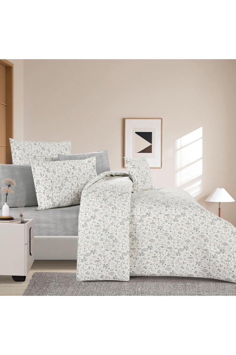 ميلين طقم مفرش سرير صيفي مزدوج قطن 100% - 8 قطع – يناسب سرير بمقاس 200x200 - زافيرا - كريمي - رمادي - Image 3