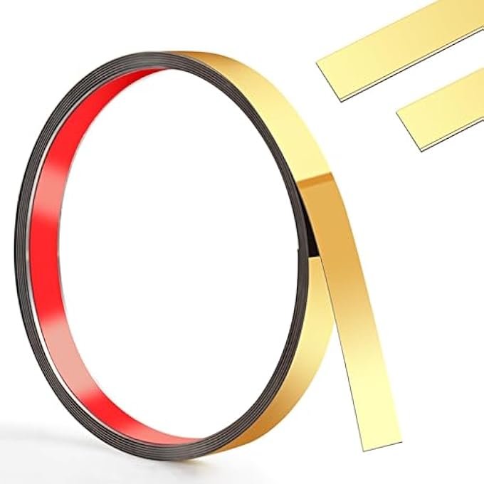 2 CM - 300 CM SELF-ADHESIVE CEILING STRIPS, STAINLESS STEEL, FLEXIBLE CEILING STRIPS, SELF-ADHESIVE, WALL STRIP FOR MIRROR FRAME, CEILING CABINET, TILES EDGE, FIREPLACE (GOLD) - Image 1