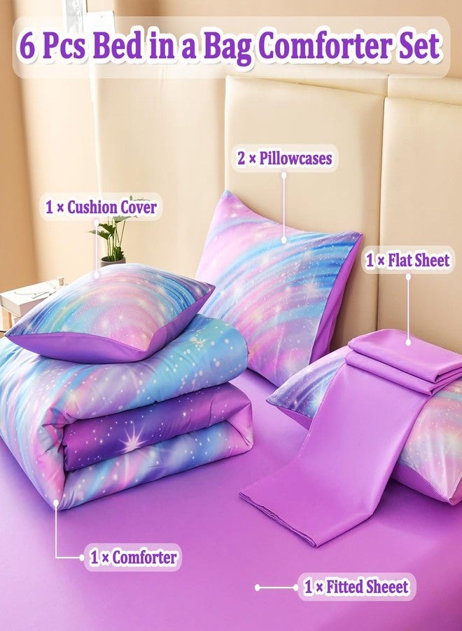 ASKOTU Rainbow Comforter Set for Girls (Twin-6pcs, Purple) - Image 2