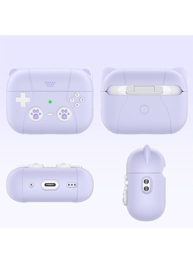 إم إكس إن جراب AirPods 3 مضاد للغبار مع قفل وحلقة تعليق - جراب سيليكون مضاد للغبار وبصمات الأصابع لسماعات الأذن اللاسلكية - جراب على شكل قطة لطيفة لسماعات الأذن اللاسلكية (بنفسجي) - Image 2