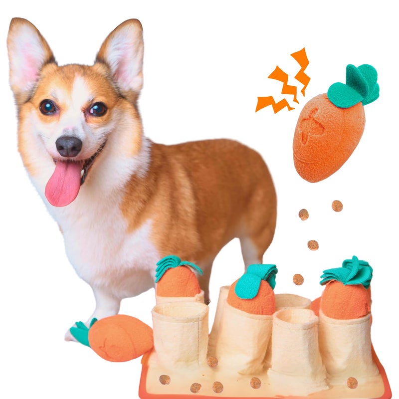 Fossa Boredom Buster for Small and Medium Dog Interactive Treat Puzzle Rug Slow Feeder Mat with Squeaky Carrots 2040 Mins SelfEntertainment Toy Enrichment Toy Gifts for Dog - Image 2