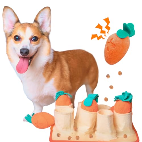 Fossa Boredom Buster for Small and Medium Dog Interactive Treat Puzzle Rug Slow Feeder Mat with Squeaky Carrots 2040 Mins SelfEntertainment Toy Enrichment Toy Gifts for Dog - Image 1
