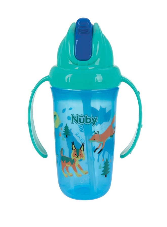 Nuby No-Spill Trainer Soft Straw Two Handle Cup | Flip-n Sip | 2 Pack: Blue Animals & Cars, Aqua Travel & Pink Animals or Ocean | 8oz/ 240 ml | 12+ Months - Image 4