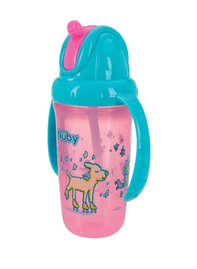 Nuby No-Spill Trainer Soft Straw Two Handle Cup | Flip-n Sip | 2 Pack: Blue Animals & Cars, Aqua Travel & Pink Animals or Ocean | 8oz/ 240 ml | 12+ Months - Image 2